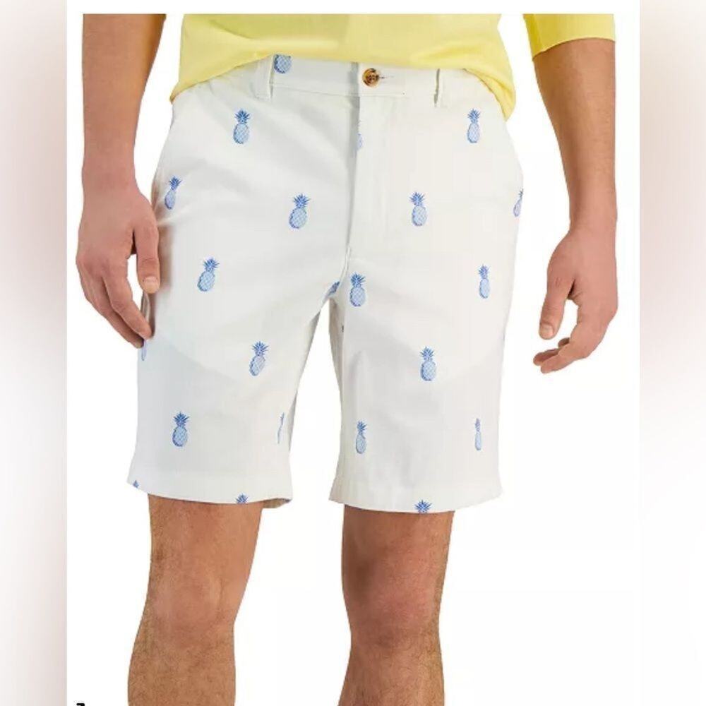 CLUB ROOM NWT PINEAPPLE PRINT CLASSIC PRINT CHINO SHORTS SIZE 38